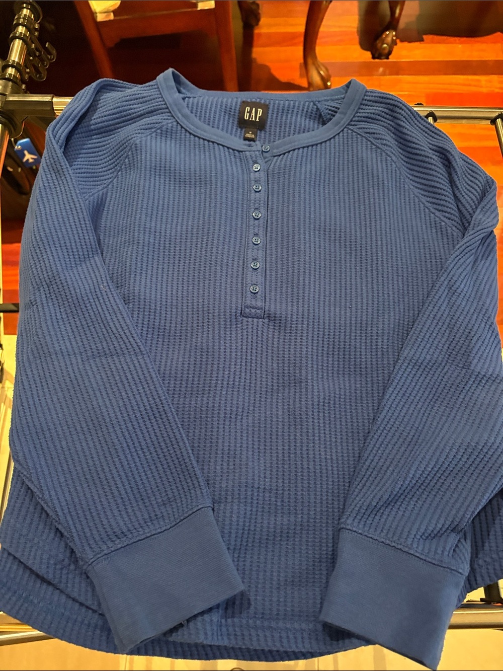 GAP women’s  Royal Blue Waffle Henley Long Sleeve Shirt and pants